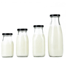 200ml 250ml 300ml 500ml glass milk tea juice bottle with metal screw cap